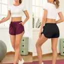 URATOT 2 Pack Cotton Yoga Short Women Summer Running Gym Sports Waistband Shorts with Pockets (XXL)