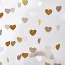 White Gold Party Decorations, Heart Streamers Garland- 48ft, Christmas Wedding Engagement Neutral Baby Shower Bachelorette Bridal Shower Party Decorations