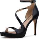 CELLENZ Stiletto Women High Heels: 4.3 Inch Comfortable Heels Prom Party Wedding, Peep Toe Platform Heels, Black White Silver Gold Strappy Heel Sandals (Black) 7.5