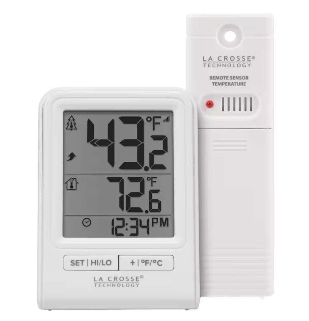 La Crosse Technology
Battery Operated White Wireless Digital Thermometer