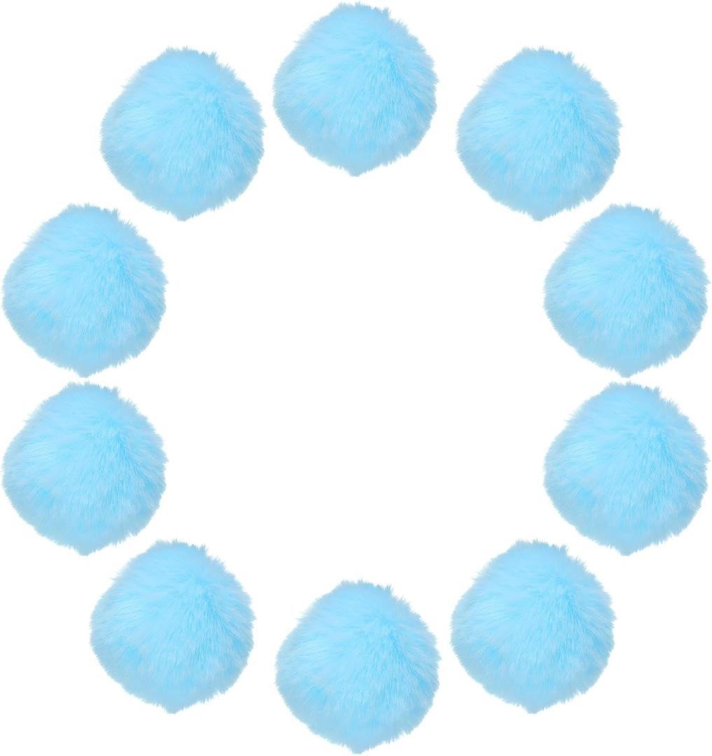 uxcell 20Pcs Faux Fur Pom Pom Balls, 2.4 Inch Soft Fluffy Pompoms for Hats Keychains Scarves Gloves Bags Accessories, Light Blue