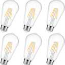 Edison Bulbs 60 Watt Led ST19, 6W(60 Watt Equivalent), 2700K Soft White,Dimmable,ST58 LED Filament Bulb,Clear Glass Light Bulb Lamps for Festive Decoration,600LM, 6 Pack