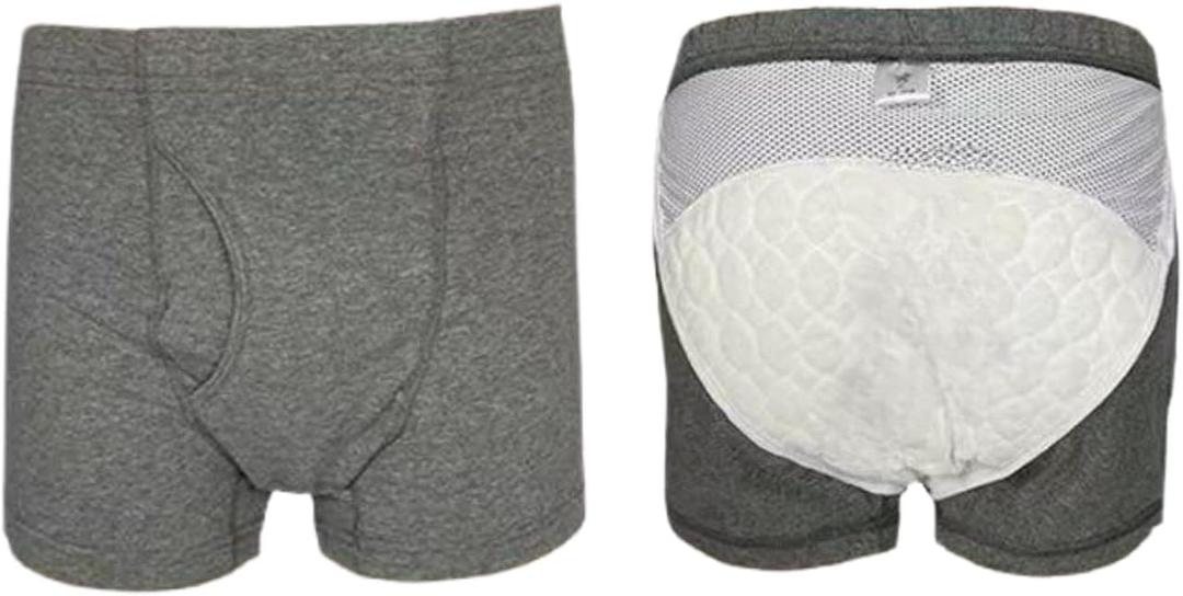 1 Pair Washable Urinary Incontinence Underwear for Men, Breathable Cotton Adult Leakproof Underwear Boxer, Reusable Incontinence Protective Briefs for Light Leaks (XX-Large = Asian Size Tag 3L)