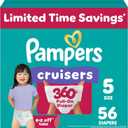 Pampers Diapers - Cruisers 360 - Size 5, 56 Count, Babyproof up to 100% Leakproof Pull-On Diaper