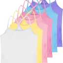 Haysandy 6 Pcs Girls Dance Tank Tops Sleeveless Spaghetti Strap Camisole Racerback Crop Tops Dance Camis Clothes for Kids (7-8 Years, Macaron Color)