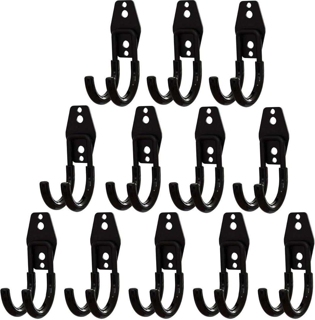 Garage Storage Utility Hooks 12 Pack, Small J Shaped Steel Heavy Duty Hanger, Anti-Slip Coating Wall Mounted Storage System, Power and Garden Tool Organizer, Ladders, Ropes, Hose, Bulk Items