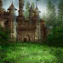 AOFOTO 4x6ft Fantasy Castle Backdrop Gothic Medieval Stone Castle Photography Background Magic Enchanted Forest Fairytale Floral Meadow Backdrop for Princess Knight Kids Birthday Photo Shoot Props