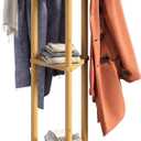 Rotating Coat Rack, Freestanding Coat Rack with 3 Shelves and 9 Hooks Clothes Organizer Coat tree for Bedroom, Entryway, Livingroom (Natural)