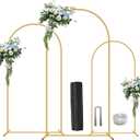 Metal Arch Backdrop Stand Set of 3(6 ft, 5 ft, 4 ft) Party Arch Stands for Valentines Day, Wedding, Birthday, Baby Shower, Bridal Shower,Balloon Arched Frame for Garden Decor, Gold Floral Arches