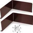 2 Pcs Gutter Valley Splash Guards Downspout Diverter Roof Rain Diverter Roofing Gutter Guards with 20 Pcs Matching Gutter Screws Rain Gutter Guards for Corner House, Brown (Bent Style)