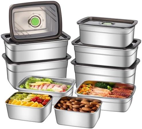 GIUOIDUO 10-Piece Stainless Steel Food Storage Container Set with Airtight Lids - Durable, Eco-Friendly Kitchen Organizers for Freshness & Convenience，Pantry, Dishwasher Safe (Various Sizes)