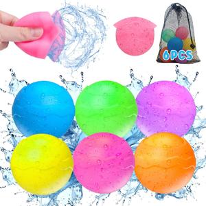 COSOOS 6 Pack Reusable Water Balloons for Kids, Summer Toy Water Toy for Boys Girls, Pool Beach Toys for Kids 3-12, Outdoor Activities Water Games Toys Self Sealing Refillable Water Balloons for Fun