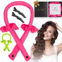 Heatless Curling Rod Set - Overnight Headband Kit for Easy Effortless Curls, Hair Curlers to Sleep In, No Heat Styling (Neon Pink)