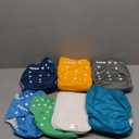 ALVA 6 Pack Cloth Diaper with 12 Inserts One Size Adjustable Washable Reusable Diaper Cover for Baby Girls and Boys (02yellow/Gray/Blue/Light Green/Cyan/Dark Cyan)