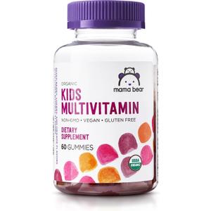 /26Amazon Brand - Mama Bear Organic Kids Multivitamin Gummies, Berry, Cherry & Orange, 60 Count, 1 Month Supply , BB: 05/26