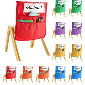 VEVOR Chair Pockets for Classroom, 12 Pack, 17 x 19 Inches Chairback Buddy Pocket with Name Tag, 6 Bright Colors, Back of Chair Organizer for Kids in Classroom, Kindergarten, School, and Home