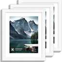 9x11 Picture Frame with Real Glass - Display Pictures 7x9 with Mat or 9x11 without Mat, Photo Frame for Wall or Table Top Display(White, 3 Pack)