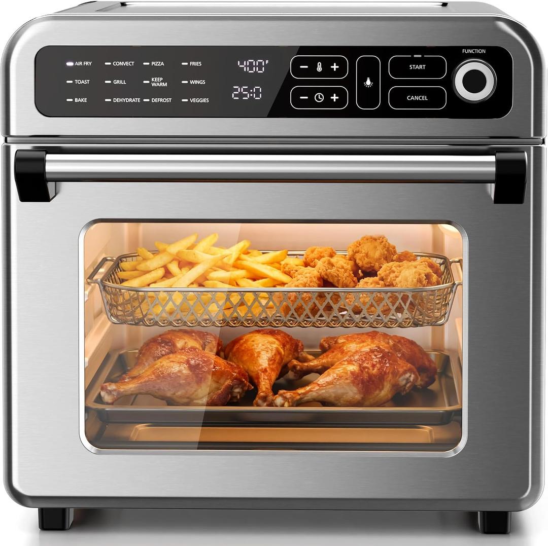 Kismile 18QT Air Fryer Toaster Oven Combo, 12-in-1, Stainless Steel, Silver