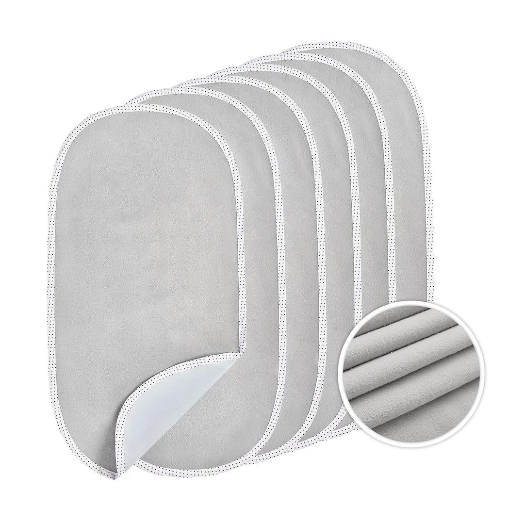 TILLYOU Waterproof Changing Pad Liners 6 Pack, 100% Cotton Reusable Cloth Diaper Liners, Gray