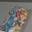 Barydat Spring Door Sign Tulip Gnome Wreath for Front Door Wreath Truck Gnome Welcome Hanger Wooded Hanging Wall Sign for Home Summer(Truck)