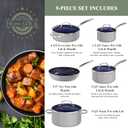 Nuwave 9pc Cookware Set Healthy Duralon Blue Ceramic Nonstick Coated
Diamond Infused Scratch-Resistant, PFAS Free, Oven Safe, Induction Ready, Evenly Heats, Tempered Glass Lids, Stay-Cool Handle