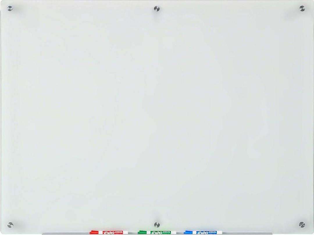 Audio-Visual Direct Frosted Glass Dry-Erase Board Set - 4' x 3' - Includes Hardware & Marker Tray (Non-Magnetic)