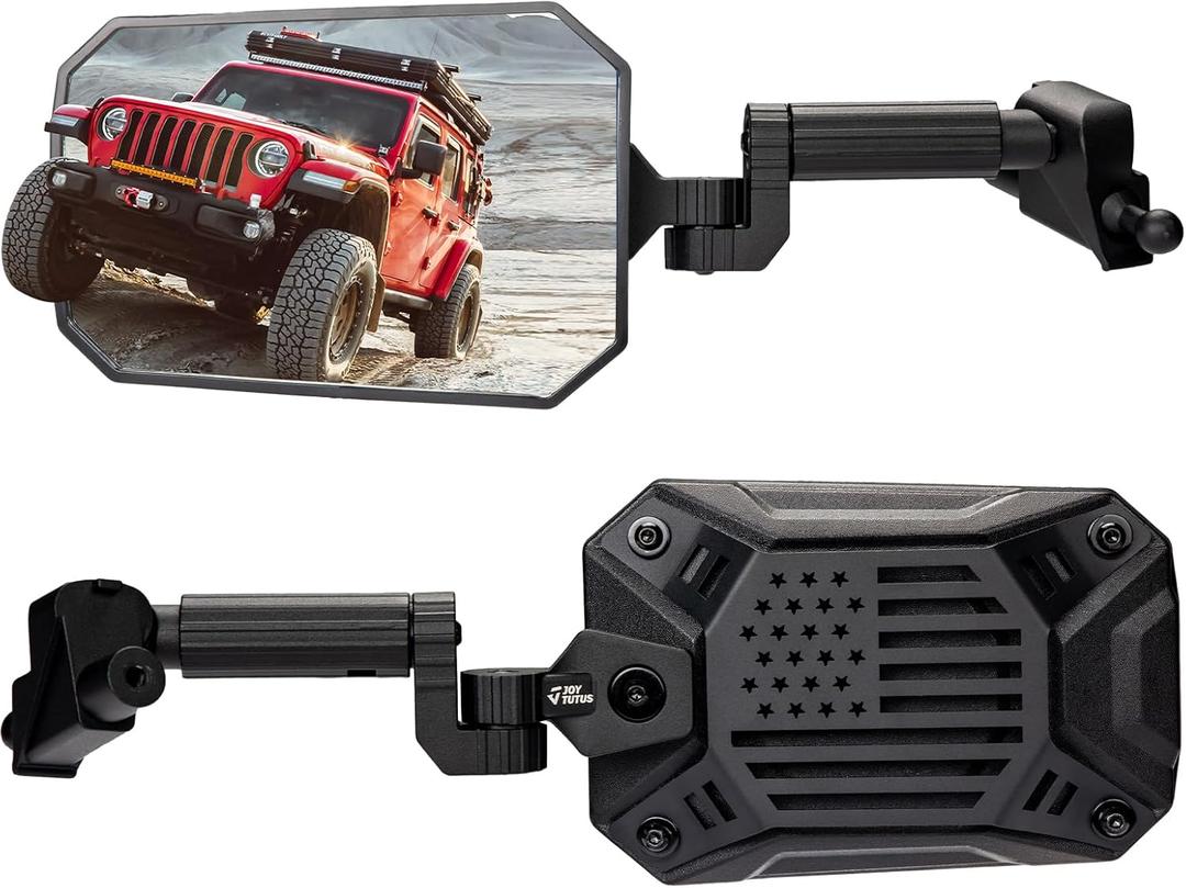 JOYTUTUS Mirrors Doors Off Compatible with 2018-2023 Wrangler JL/JLU & Gladiator JT, JL Side Mirrors with Ball Adapter, Wider View No Vibrate & Wobble (NOT FIT 2024-2026 Wrangler & Gladiator JT) (Black)