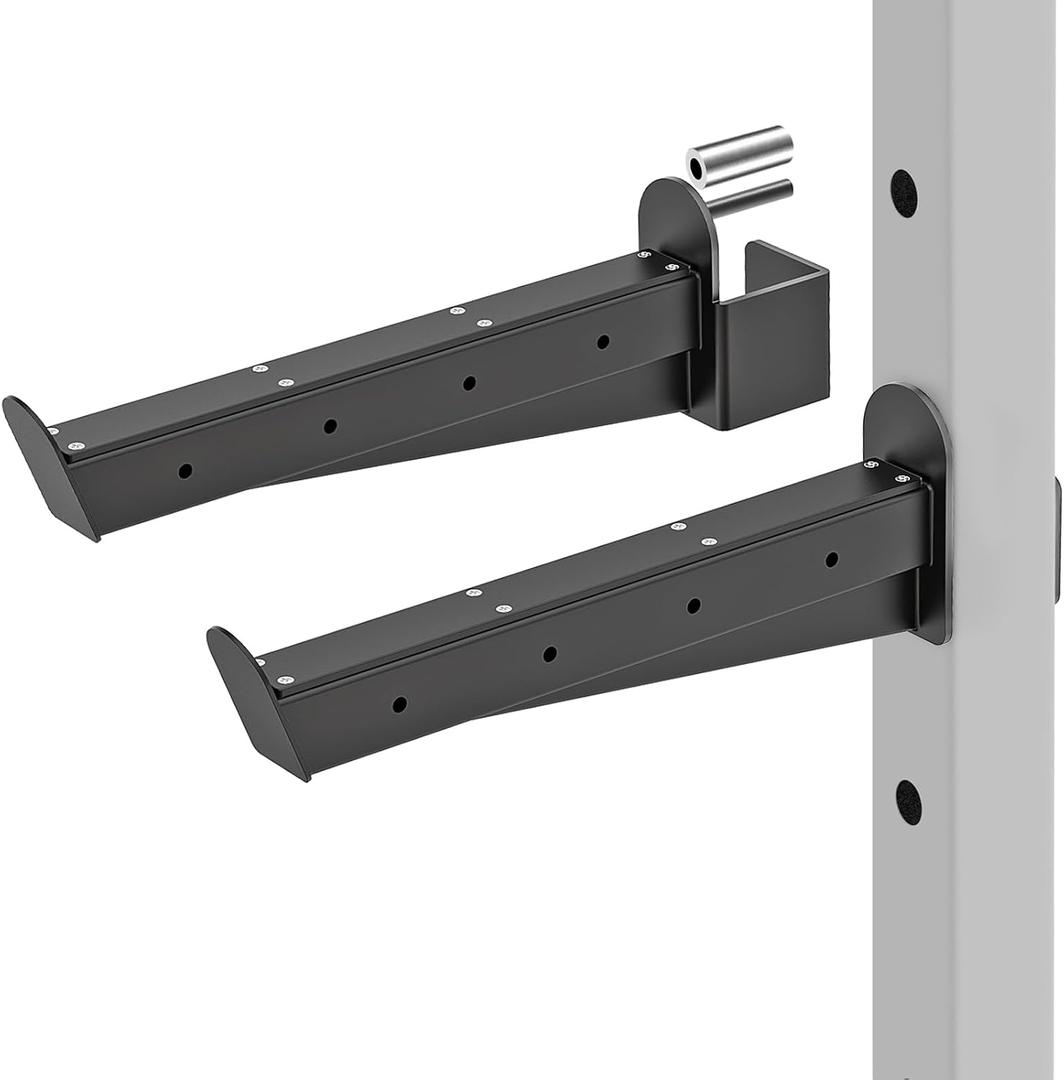 Kipika Safety Spotter Arms for 3" x 3" Power Racks with 5/8" & 1" Holes - Heavy Duty Barbell Safety Catches with Rubber Pad - Adjustable and Easy to Install - Set of 2