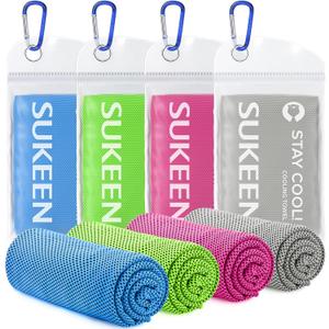 Sukeen 2 Pack Cooling Towel (40"x12"), Soft Breathable Chilly Microfiber Towel for Yoga, Sport, Running, Gym, Workout & More Activities (Blue/Green)