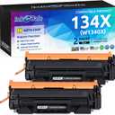 INK E-SALE 134X 134A High-Yield Toner Cartridge Replacement for HP 134X 134A W1340A W1340X Black Toner Cartridge for HP LaserJet M209d MFP M234dw M234sdw Printer 2-Pack Black Show Ink Level