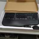 MEETION Ergonomic Keyboard and Mouse, Wireless Keyboard with Vertical Mouse, Split Curved Keyboard with Wrist Rest, Natural Typing USB Receiver Rechargeable Full Size, Windows/Mac/PC/Laptop, Large (Black)