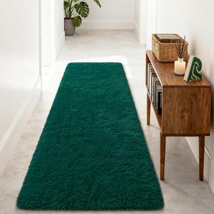 Merelax Soft Runner Rugs for Livingroom, Deep Green 2x6 Fluffy Rugs for Bedroom Bedside, Small Throw Cute Long Carpet Non Slip Area Rugs for Hallway Entryway Entryway