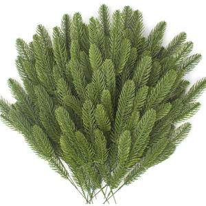50 Pcs Artificial Pine Branches Fake Greenery Plants Pine Picks DIY Accessories for Garland Wreath Christmas and Home Garden Decor