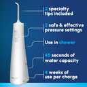 Waterpik Cordless Pulse 3100 Rechargeable Portable Water Flosser for Teeth, Gums, Braces Care and Travel with 2 Flossing Tips, Waterproof for Shower Use, ADA Accepted, WF-20 White