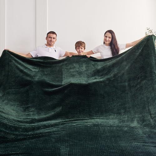 Oversized Blanket 120x120 Inches, Giant Huge Jacquaed Blanket 10'x10' Blanket for Bed, Travel and Camping, Extra Large Big Soft Blanket Fits The Whole Family and Outdoor, Dark Green Leaf