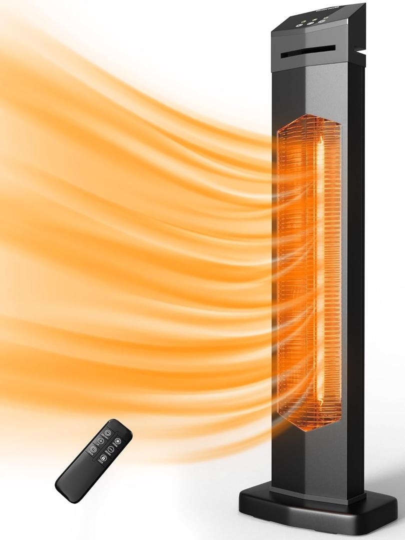 Uthfy 37" Outdoor Heaters for Patio, Electric Patio Heater with Remote, 12H Timer, IPX5 Waterproof, Tip-Over & Overheat Protection, Portable Infrared Heater for Indoor, Outside, Porch, Garage, Shop