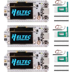 3 Set LoRa Development Board with Case, LoRa V3 Meshtastic WiFi, LoRa V3 WiFi Bluetooth Dual Core 240MHz CP2102 Chip with 0.96" OLED Display and 863-928MHz Antenna for Arduino