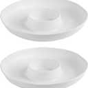 Chip and Dip Serving Set Divided Serving Platter Appetizers and Cheeses Serving Tray White Compartment Dishes for Party, Christmas, Dessert, Fruit, Candy, 13-inch Set of 2