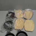 4 Sets Small Cast Iron Skillet with Wooden Base, 6.3 Inch Mini Cast Iron Skillet Pan Round Fajita Plate Hot Steak Pot Dish for Stove, Oven (6.3 Inch)