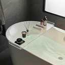 SHUNLI Clear Bathtub Caddy Tray, Bath Tub Tray Shelf Table, Bathroom Shower Caddy Tray, Acrylic