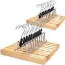 Nature Smile Wooden Pants Skirt Hangers, Smooth Finish Solid Wood Non Slip Jeans Slack Clamp Hangers Hair Extension Hangers(20Pcs Natural)