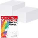 Canvas Boards for Painting 60 Pack, 8x10 Inch Painting Canvas Panels, 100% Cotton White Blank Art Supplies for Acrylics Oil Watercolor Tempera Paints