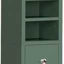 TEENFON Bathroom Cabinet, Narrow Bathroom Storage Cabinet with 5 Adjustable Shelves & Drawer, Freestanding Cupboard for Small Spaces, Green, 8"D x 8"W x 71"H