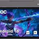 AOC 10.1 inch Android Tablet, Android 16 System, 120Hz Ultra-Smooth Display, 4GB RAM 128GB ROM (1TB Expandable), Octa-Core Processor, Widevine L1 for HD Streaming, Face Unlock, Slim Metal Body, GPS