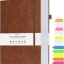 College Ruled Notebook, Large B5 Hardcover Leather Journal, 314 Numbered Pages Writing Journal, 100gsm No Bleed Paper, Lined Journal Notebook for Women Men School Office, 7.6'' X 10'', Brown