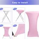 HolidayIdeas Cocktail Table Covers, 2 Pack - Fitted Stretch Spandex Square Corners Cocktail Tablecloths (Light Pink, Fit for 30"-32" Diameter x 43" Height Tables)