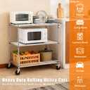 3-Tier Rolling Cart Metal Utility Cart with 4 Inch Rubber Wheels 661 LBS Capacity 30" D x 18" W x 35" H Heavy Duty Carbon Steel Storage Cart with Adjustable Shelves for Kitchen Garage Office