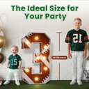 Football 3rd-Birthday Decorations Marquee Numbers: Sport Theme 3FT Large Light up Number Sign 3 Third Year Down Three Years Old Party Decoration Big Balloon Numbers Decor for Boys and Girls