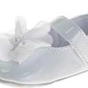 Josmo Baby Girl Dress Shoes Soft Sole Flats Crib Shoes Bowknot & Floral Design for Newborn & First Walker Sandals Size 2-4 Infant (White)