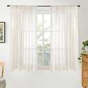 BGment 54 Inch Length Natural Linen Curtains for Short Window - Rod Pocket Semi Sheer Beige Drapes Light Filtering for Living Room Bedroom Textured Rustic Decorative, 2 Panels, Each Panel 42 Inch Wide